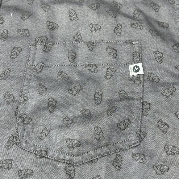 Marmot Gray Long-Sleeve Button-Up Shirt With Marmot Print Pattern L - Picture 6 of 10